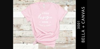 Pink Bella Canvas 3001 T Shirt Mockup Poster 1