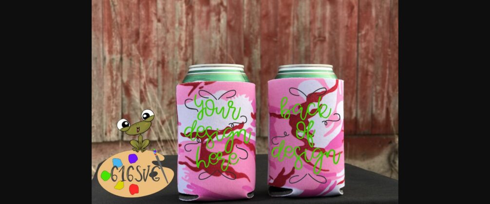 Pink Camo Can Cooler Mockup Poster 4