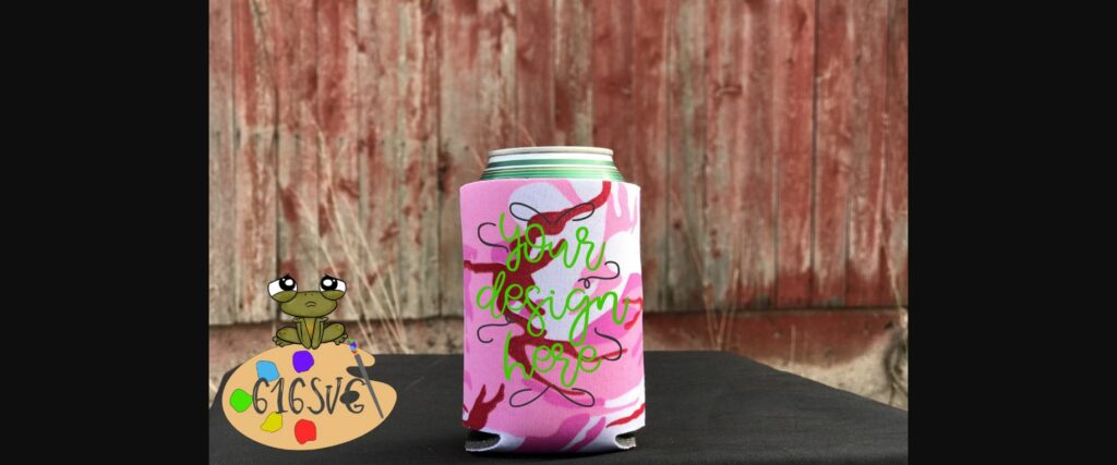 Pink Camo Can Cooler Mockup Poster 1