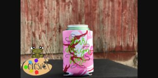 Pink Camo Can Cooler Mockup Poster 1