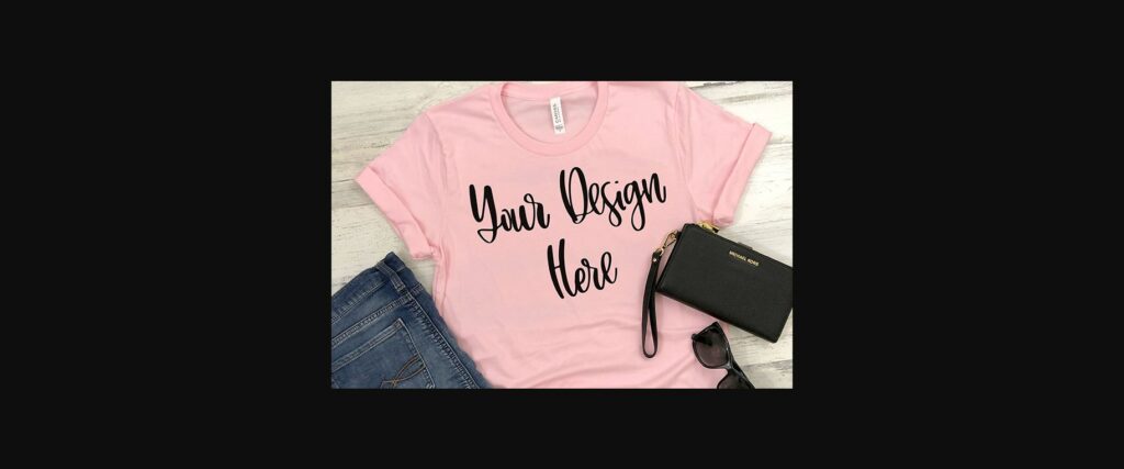 Pink Styled Unisex T-Shirt Mockup Photo Poster 1