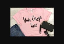Pink Styled Unisex T-Shirt Mockup Photo Poster 1