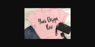 Pink Styled Unisex T-Shirt Mockup Photo Poster 1