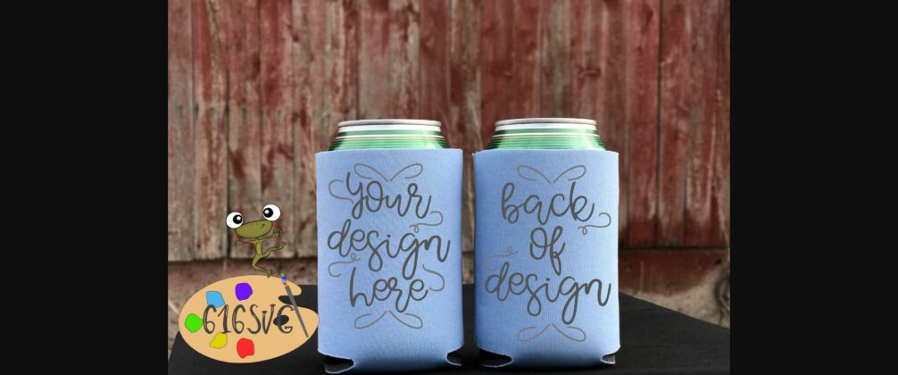 Placid Blue Can Cooler Mockup Poster 2