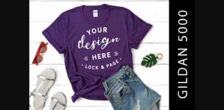 Purple Gildan 5000 Girls T-Shirt Mockup Poster 1