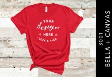 Red Bella Canvas 3001 T Shirt Flat Lay Poster 1