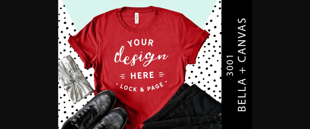 Red Bella Canvas 3001 T Shirt Mockup Poster 1