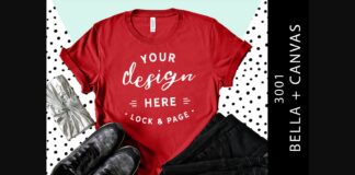 Red Bella Canvas 3001 T Shirt Mockup Poster 1