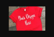 Red Unisex T-Shirt Mockup Photo Poster 1