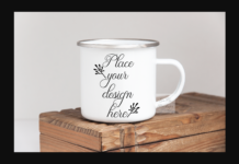 Rustic Metal Tin Enamel Camp Mug Mockup Poster 1