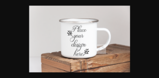 Rustic Metal Tin Enamel Camp Mug Mockup Poster 1