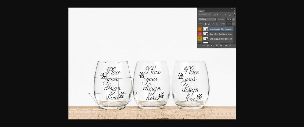 Set of 3 Seamless Wine Glass Mockups Poster 4