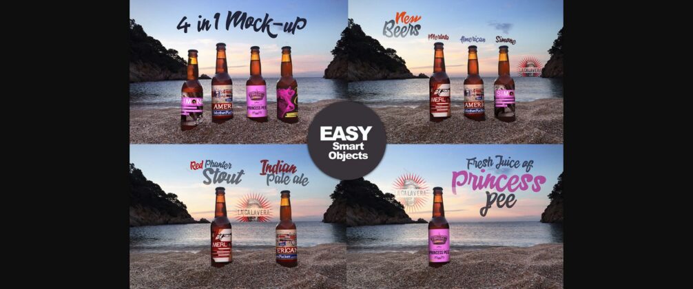 Sunset Beach 4 in 1 | Beer Mockup Poster 4