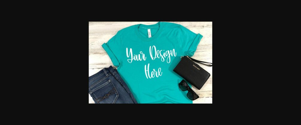 Teal Styled Unisex T-Shirt Mockup Photo Poster 1