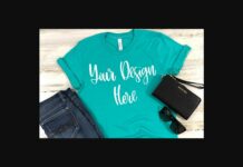 Teal Styled Unisex T-Shirt Mockup Photo Poster 1