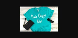 Teal Styled Unisex T-shirt Mockup Photo Poster 1