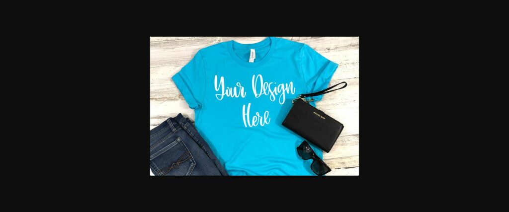 Turquoise Styled T-shirt Mockup Photo Poster 1