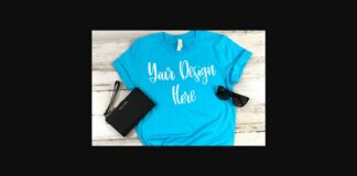 Turquoise Styled Unisex T-Shirt Mockup Photo Poster 1