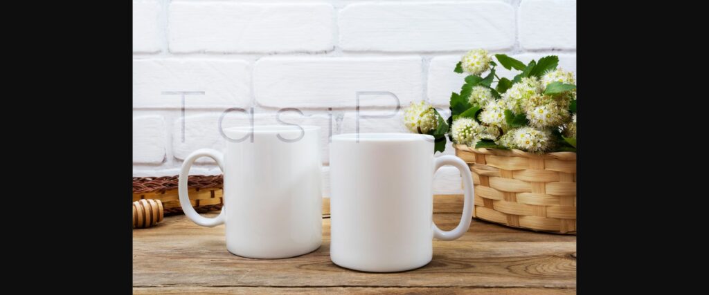 Two Coffee Mug Mockup with Basket of Flowers Poster 4