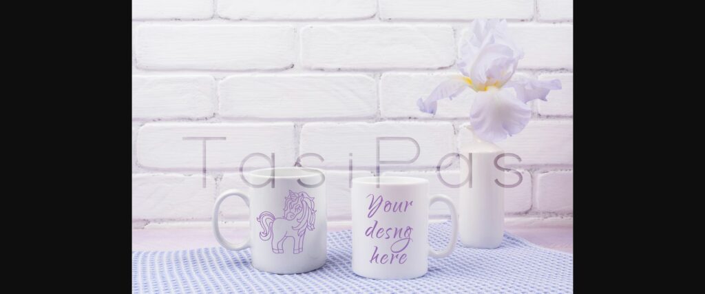 Two Coffee Mug Mockup with Iris Flowers Poster 3