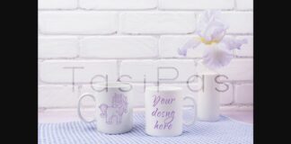 Two Coffee Mug Mockup with Iris Flowers Poster 1