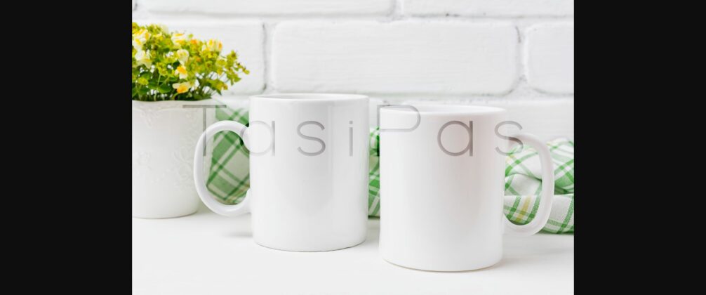 Two Coffee Mug Mockup with Yellow and Green Flowers Poster 4