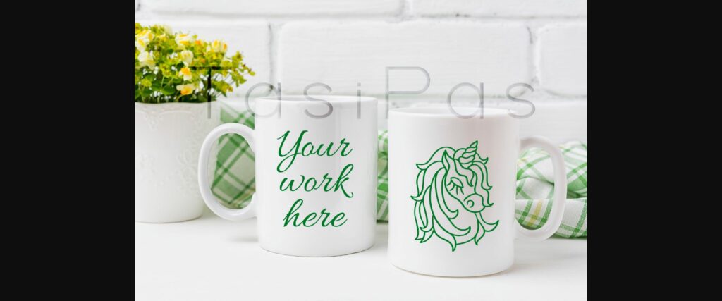 Two Coffee Mug Mockup with Yellow and Green Flowers Poster 1