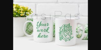 Two Coffee Mug Mockup with Yellow and Green Flowers Poster 1