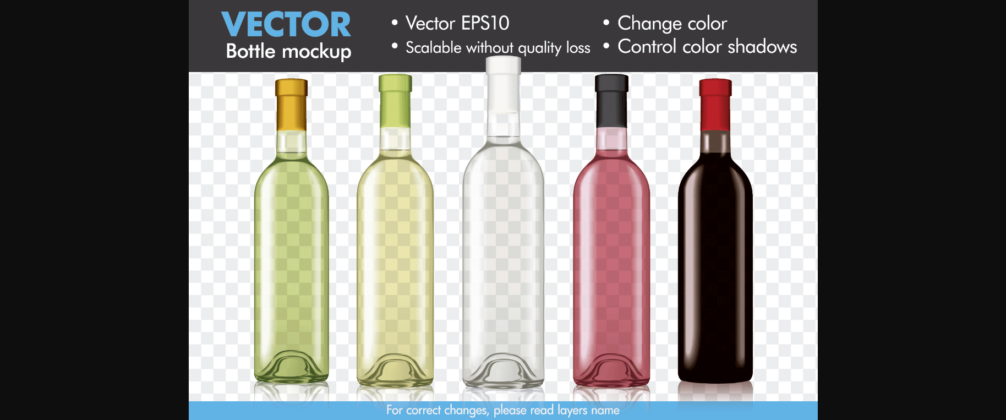 Vector Wine Bottle Mock-up Mockup Template Poster 1