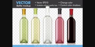 Vector Wine Bottle Mock-up Mockup Template Poster 1