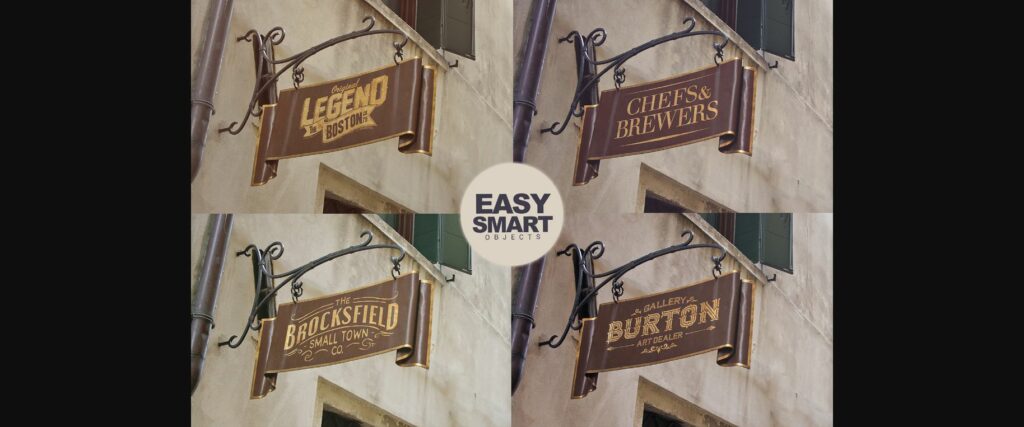 Venetian Old Scroll Signboard Mockup Poster 4