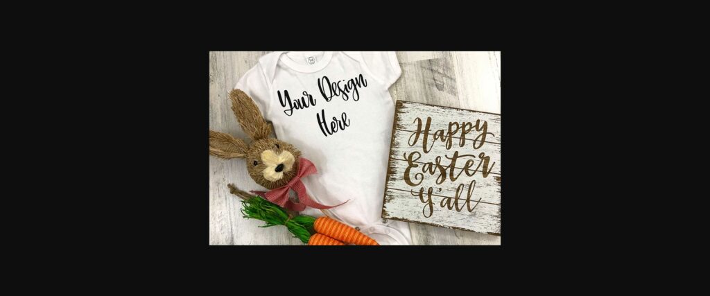 White Baby Bodysuit Easter Styled Mockup Photo Poster 1