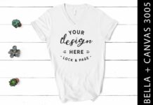 White Bella Canvas 3005 V Neck Mockup Poster 1