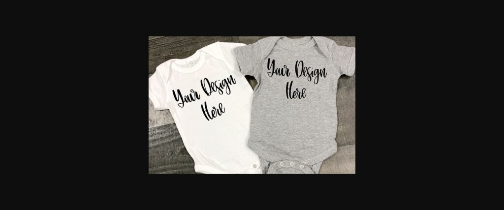 White & Grey Baby Bodysuit Mockup Photo Poster 1