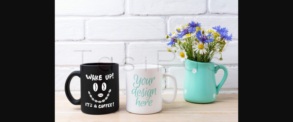 White and Black Mug Mockup with Cornflower and Daisy Poster 4