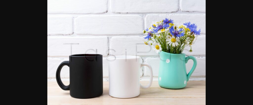 White and Black Mug Mockup with Cornflower and Daisy Poster 5