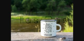 White Campfire Enamel Mug Mockup River View. Poster 1