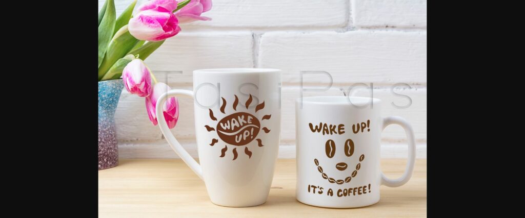 White Coffee and Cappuccino Mug Mockup Poster 1