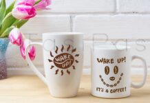 White Coffee and Cappuccino Mug Mockup Poster 1