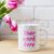 White Coffee Mug Mockup with Pink Tulip in Purple Blue Vase
