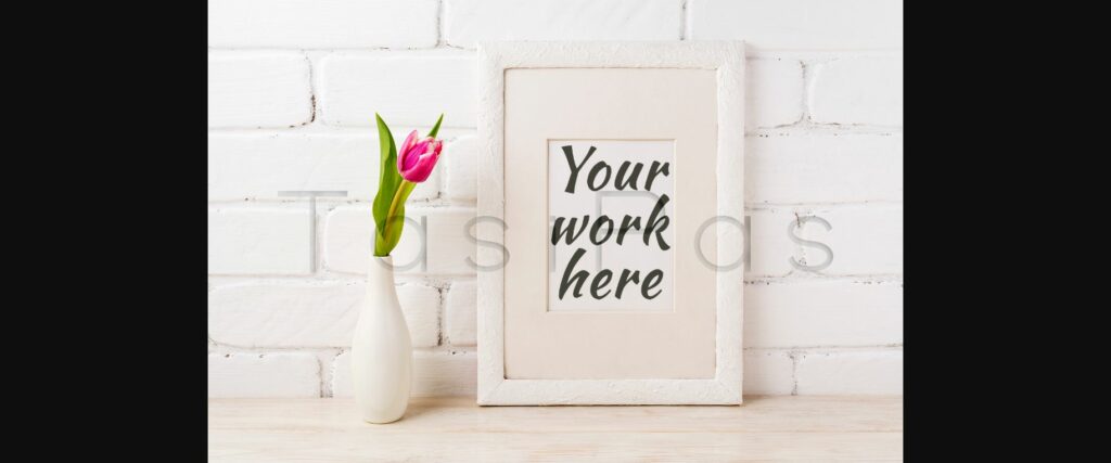 White Frame Mockup with Magenta Pink Tulips Poster 1