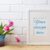 White Frame Mockup with Pink Tulip in Blue Pitcher