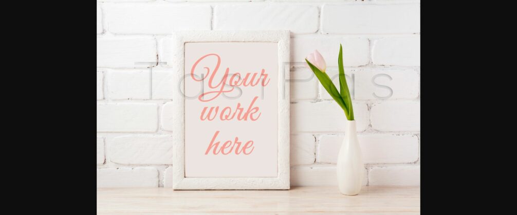 White Frame Mockup with Tender Pink Tulip Poster 4