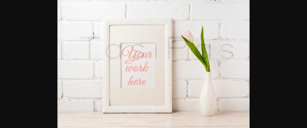 White Frame Mockup with Tender Pink Tulip Poster 1