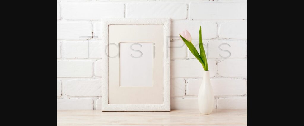 White Frame Mockup with Tender Pink Tulip Poster 5