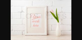 White Frame Mockup with Tender Pink Tulip Poster 1