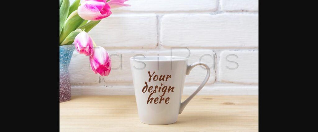 White Latte Mug Mockup with Magenta Tulip Poster 4