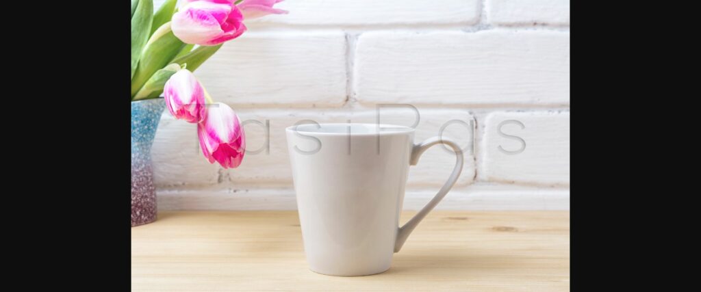 White Latte Mug Mockup with Magenta Tulip Poster 5