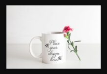 White Mug Pink Floral Mock Up Poster 1