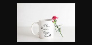 White Mug Pink Floral Mock Up Poster 1